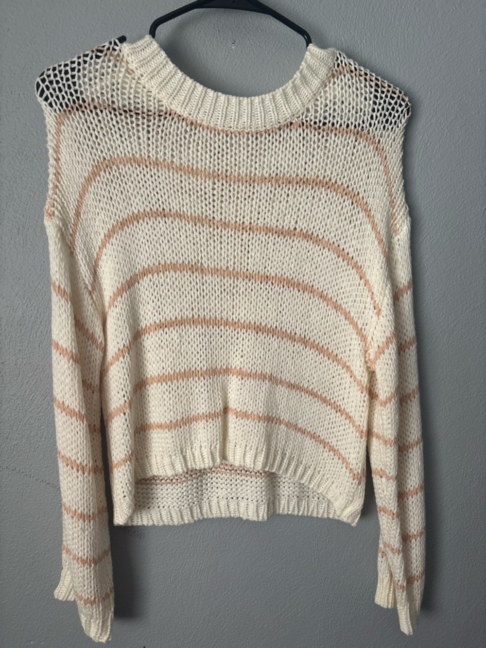 Le Lis Pink White Striped Knit Sweater Women’s Small Lightweight Y2K